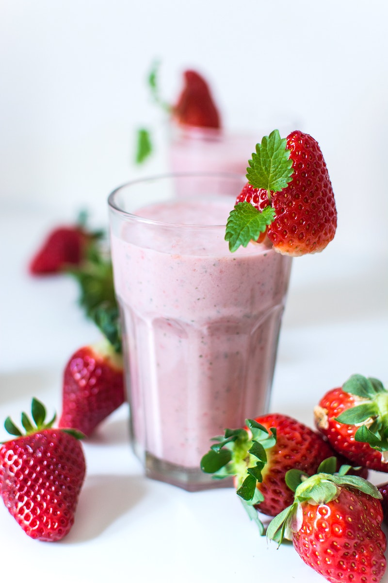Fresh strawberry smoothie with mint